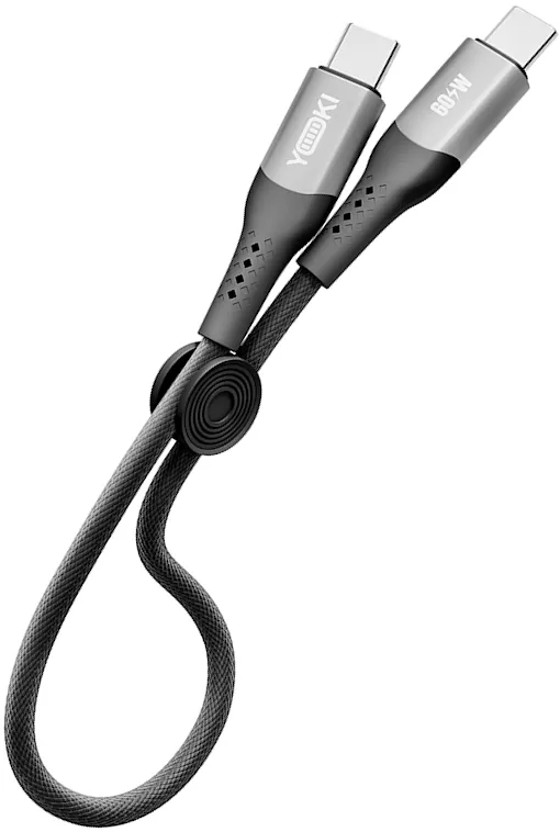 Кабель Yoki YK-SO15 SOLID USB Type-C - Type-C 60w 3a 0.25м PD cable Black - фото 1