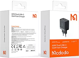 Сетевое зарядное устройство McDodo 40W GaN 2xUSB-C Black (CH-2501) - миниатюра 6