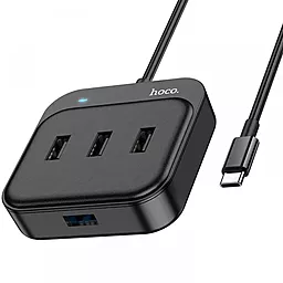 USB Type-C хаб Hoco HB31 Easy 4-in-1 4xUSB2.0 0,2m Hub black