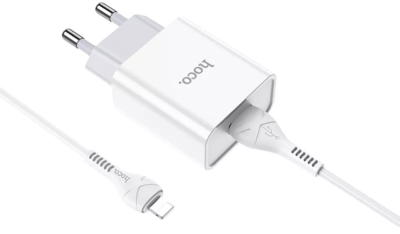 Сетевое зарядное устройство Hoco C81A 2.1a home charger + Lightning cable white - фото 6
