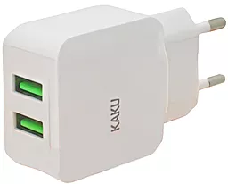 Мережевий зарядний пристрій iKaku 2.4a 2xUSB-A ports home charger white (KSC-408-OUQI)
