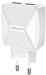 Сетевое зарядное устройство Borofone BA45A Max Power 2.4a 2xUSB-A ports charger white - фото Сетевое зарядное устройство Borofone BA45A Max Power 2.4a 2xUSB-A ports charger white