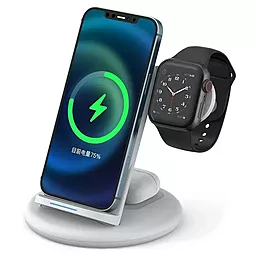Бездротова док-станція WIWU Power Air 3-in-1 15w wireless charger white - фото Бездротова док-станція WIWU Power Air 3-in-1 15w wireless charger white
