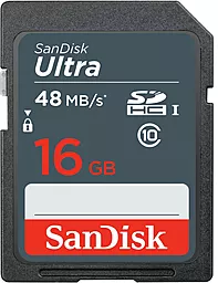 Карта памяти SanDisk SDHC 16GB Ultra Class 10 UHS-I (SDSDUNB-016G-GN3IN)