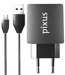 Сетевое зарядное устройство Pixus Charge One 2a + micro USB cable black