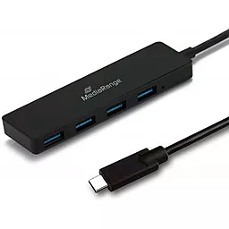 USB Type-C хаб MediaRange USB-C -> 1:4, bus-powered, black (MRCS508) - фото USB Type-C хаб MediaRange USB-C -> 1:4, bus-powered, black (MRCS508)