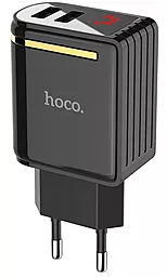 Сетевое зарядное устройство Hoco C39A 15.5w 2xUSB-A ports charger black - фото Сетевое зарядное устройство Hoco C39A 15.5w 2xUSB-A ports charger black