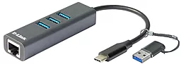 Мультипортовый USB Type-C хаб D-Link 4-in-1 USB3.0 gray (DUB-2332)
