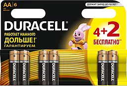 Батарейки Duracell Basic AA/LR06 BL 4+2шт