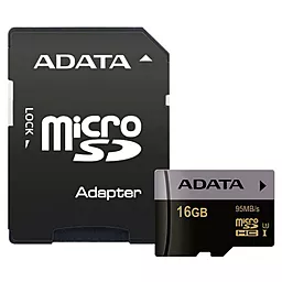 Карта памяти ADATA microSDHC 16GB Class 10 UHS-I U3 + SD-адаптер (AUSDH16GUI3CL10-RA1)