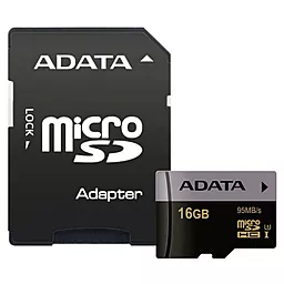 Карта памяти ADATA microSDHC 16GB Class 10 UHS-I U3 + SD-адаптер (AUSDH16GUI3CL10-RA1) - фото Карта памяти ADATA microSDHC 16GB Class 10 UHS-I U3 + SD-адаптер (AUSDH16GUI3CL10-RA1)