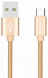 Кабель Usams U-Knit US-SJ030 USB-A - Type-C 12w 2.4a 1м cable Gold - фото Кабель Usams U-Knit US-SJ030 USB-A - Type-C 12w 2.4a 1м cable Gold
