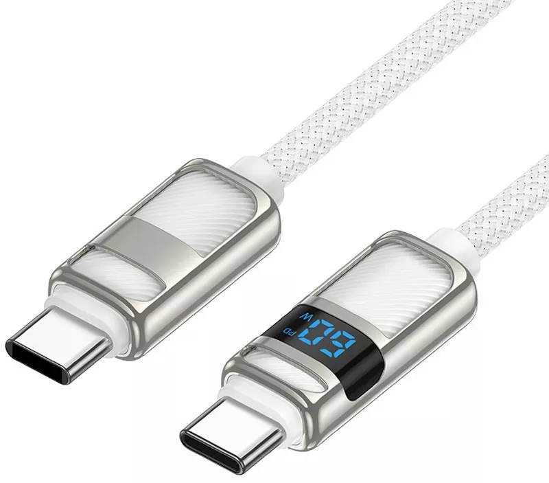Кабель Hoco U137 USB Type-C - Type-C 60w 3a 1.2м PD cable White - фото 2