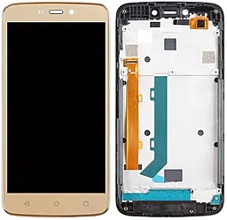 Дисплей Motorola Moto C Plus (XT1723) с тачскрином и рамкой, Gold - фото Дисплей Motorola Moto C Plus (XT1723) с тачскрином и рамкой, Gold