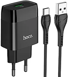 Сетевое зарядное устройство с поддержкой быстрой зарядки Hoco C72Q Glorious 18W 3A + USB-C Cable Black - миниатюра 1