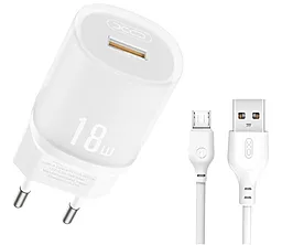 Сетевое зарядное устройство XO L157 18w QC3.0 home charger + micro USB cable white - фото Сетевое зарядное устройство XO L157 18w QC3.0 home charger + micro USB cable white