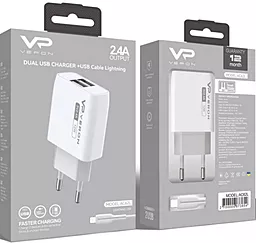 Мережевий зарядний пристрій Veron Home Charger AC62L 12W 2xUSB-A 2.4A + Lightning cable White - мініатюра 9