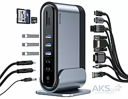 Мультипортовый USB Type-C хаб (концентратор) Baseus Station Three-Screen Multifunctional USB-C -> Adapter (CAHUB-BG0G)