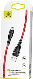 Кабель Usams U41 Braided USB-A - micro USB 12w 2.4a 1м cable Red - миниатюра 4 Кабель Usams U41 Braided USB-A - micro USB 12w 2.4a 1м cable Red - миниатюра 4