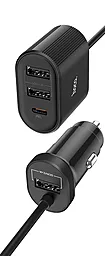 Автомобильное зарядное устройство с быстрой зарядкой Hoco Z35 48w PD 3xUSB-A/USB-C ports car charger black - фото Автомобильное зарядное устройство с быстрой зарядкой Hoco Z35 48w PD 3xUSB-A/USB-C ports car charger black