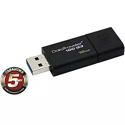 Флешка Kingston 16Gb DataTraveler 100 Generation 3 USB3.0 (DT100G3/16GB) Black - миниатюра 2