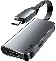Мультипортовый USB Type-C хаб (концентратор) Baseus Little Box USB-C -> HDMI+Type-C Smart HUB Converter Grey (CAHUB-E0G)