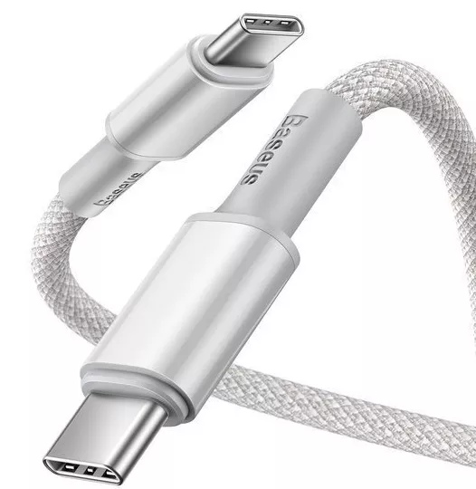 Кабель Baseus High Density Braided USB Type-C - Type-C 100w 5a 1м PD cable White (CATGD-02) - фото 2