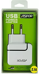 Сетевое зарядное устройство Aspor Portable Home Charger (2.1A) White (A818) - миниатюра 3