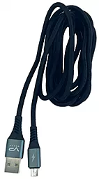 USB Кабель Veron MV09 Nylon 12w 2.4a 2m micro USB cable black - мініатюра 3