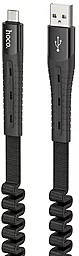 Кабель Hoco U78 Cotton Treasure Elastic USB-A - micro USB 12w 2.4a 1.2м cable Black - фото Кабель Hoco U78 Cotton Treasure Elastic USB-A - micro USB 12w 2.4a 1.2м cable Black