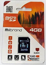 Карта памяти Mibrand microSDHC 4GB Class 6 + SD-адаптер (MICDC6/4GB-A)