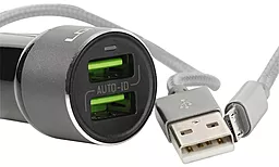 Автомобильное зарядное устройство LDNio DL-C303 18w 2xUSB-A ports car charger + micro USB cable black