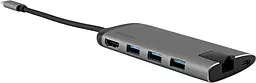 Мультипортовый USB-A хаб (концентратор) Verbatim Multiport Adapter USB-C -> 3xUSB3.0/USB-C/HDMI/Ethernet (RJ-45) Silver/Black (49142)