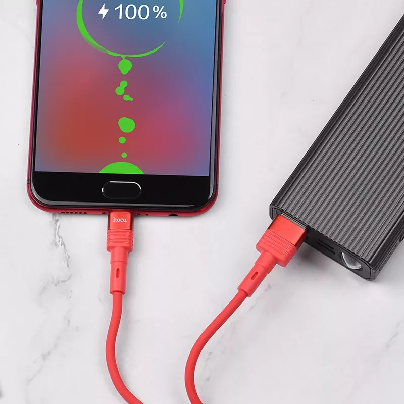 Кабель Hoco U82 Cool Grace Silicone USB-A - micro USB 12w 2.4a 1.2м cable Red - фото 3