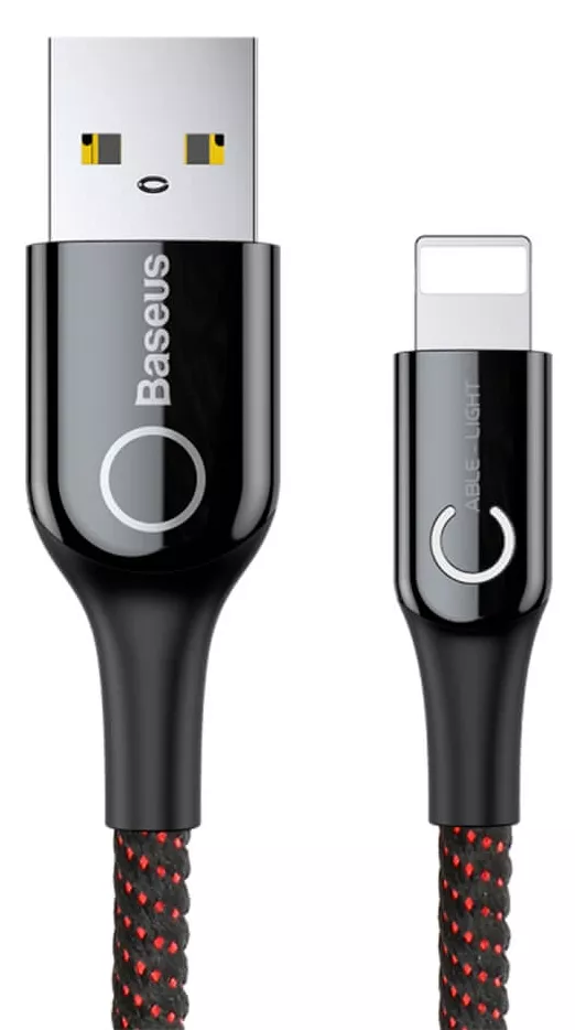 Кабель Baseus Intelligent Power-Off USB-A - Lightning 12w 2.4a 1м cable Black (CALCD-01) - фото 1