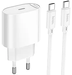 Сетевое зарядное устройство Hoco C109A 20w PD USB-C fast charger + USB-C to USB-C cable white - фото Сетевое зарядное устройство Hoco C109A 20w PD USB-C fast charger + USB-C to USB-C cable white