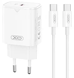 Мережевий зарядний пристрій XO L131 30w PD USB-C fast charger + USB-C to USB-C cable white - фото Мережевий зарядний пристрій XO L131 30w PD USB-C fast charger + USB-C to USB-C cable white