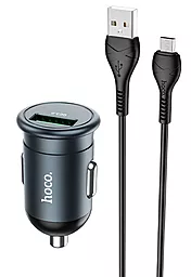 Автомобильное зарядное устройство Hoco Z43 18w QC3.0 car charger + micro USB cable grey