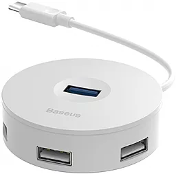 USB хаб (концентратор) Baseus Round Box USB-C -> USB3.0x1 + USB2.0x3 White (CAHUB-G02)
