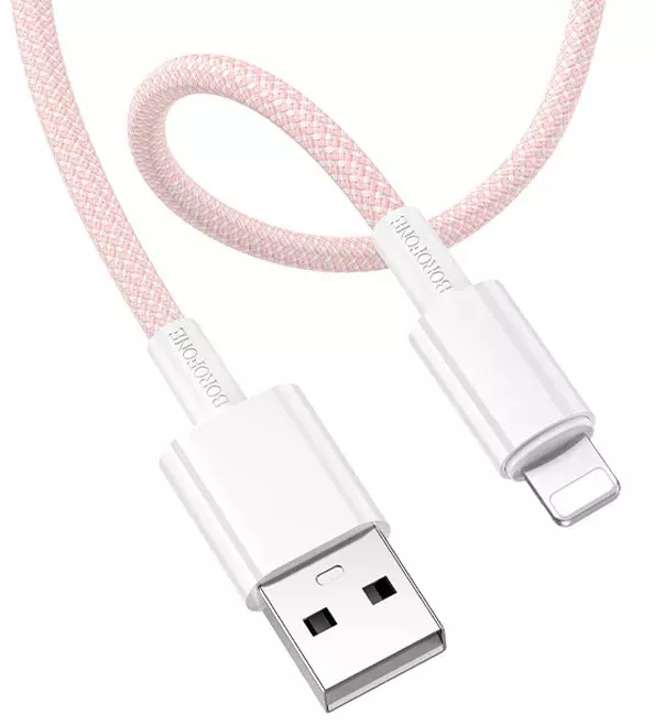 Кабель Borofone BX117 Source USB-A - Lightning 12w 2.4a 1м cable Pink - фото 2