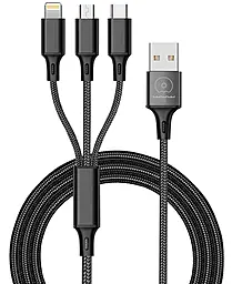 Універсальний кабель WUW X208 3-in-1 USB-A to Type-C/Lightning/micro USB 12w 2.4a 1.2м Black - фото Універсальний кабель WUW X208 3-in-1 USB-A to Type-C/Lightning/micro USB 12w 2.4a 1.2м Black