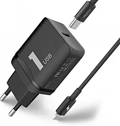 Мережевий зарядний пристрій з швидкою зарядкою Rock Space PD fast charging set Black (QC014)