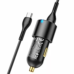 Автомобильное зарядное устройство Hoco NZ6 PD45W+QC3.0 2xUSB-C+A + USB-C-C Cable Black - миниатюра 3