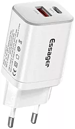 Сетевое зарядное устройство Essager 30w PD USB-C/USB-A ports home chager white (ECTPQS-ZTB02)