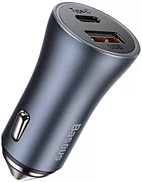 Автомобільний зарядний пристрій з швидкою зарядкою Baseus Golden Contactor Pro Dual USB-A/USB-C ports 40w QC 5A + USB-C/Lightning cable black (TZCCJD-B0G) - мініатюра 4