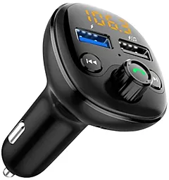 Автомобільний зарядний пристрій з FM трансмітером SkyDolphin SZ20 18w QC3.0 2xUSB-A ports car charger black (FMT-000027) - мініатюра 2