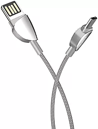 Кабель Hoco U62 Simple USB-A - micro USB 12w 2.4a 1.2м cable Silver - мініатюра 2