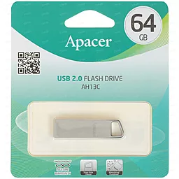 Флешка Apacer AH13С 64Gb USB 2.0 Metal Silver (AP64GAH13CS-1) - фото Флешка Apacer AH13С 64Gb USB 2.0 Metal Silver (AP64GAH13CS-1)