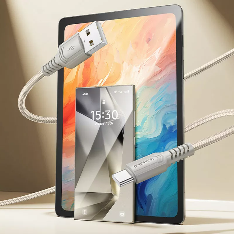 Кабель Borofone BX116 Certain USB-A - Type-C 15w 3a 1м cable Gray - фото 3