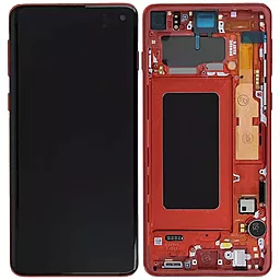 Дисплей Samsung Galaxy S10 G973 з тачскріном і рамкою, original PRC, Cardinal Red